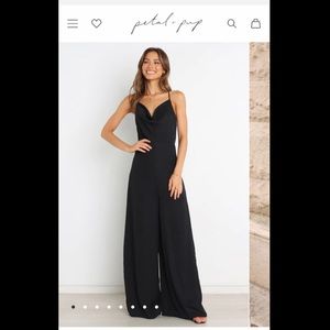 Petal & Pup Black Sapphire Jumpsuit with Cowl Neck